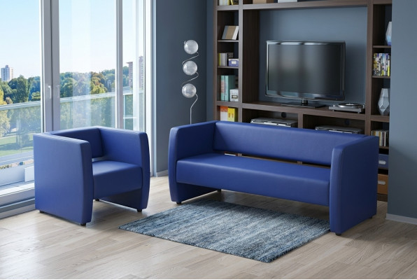 Conjunto de sofá completo azul mobiliario de oficina lujoso conjunto de tapicería