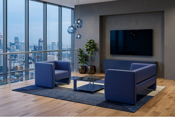 Conjunto de sofá completo azul mobiliario de oficina lujoso conjunto de tapicería