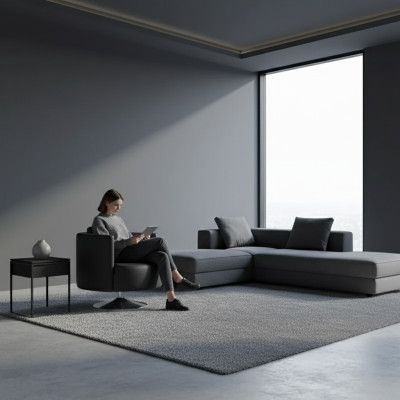 Muebles de oficina Sillón de lujo Negro Sillón Tapizado Textil Diseño moderno Silla con respaldo