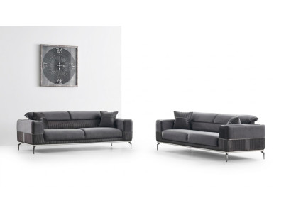 Sofás de diseñador gris Club con 3+3 asientos tapizados de 230 cm.