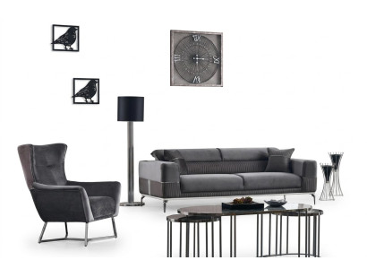Juego de sofás de 2 piezas, conjunto de sala de estar completo, sofá de 3 plazas y 1 plazas, muebles tapizados de tela.