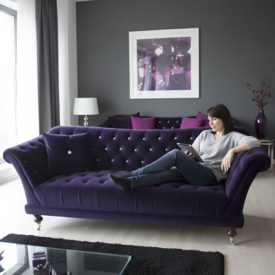 Chesterfield sofá de tres plazas elegante Sofás sofá de tela de lujo azul