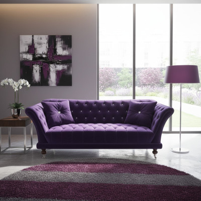 Chesterfield sofá de tres plazas elegante Sofás sofá de tela de lujo azul