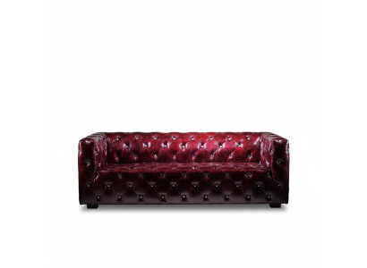 Sofá Chesterfield de 3 plazas Sofá de cuero sofá tapizado Bordo Sofás de cuero