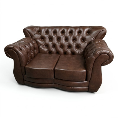 Sofá Chesterfield de lujo de 2 plazas en color marrón, sofás de cuero.