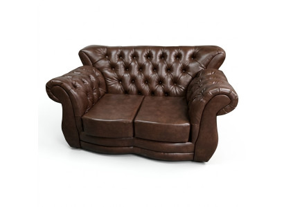 Sofá Chesterfield de lujo de 2 plazas en color marrón, sofás de cuero.