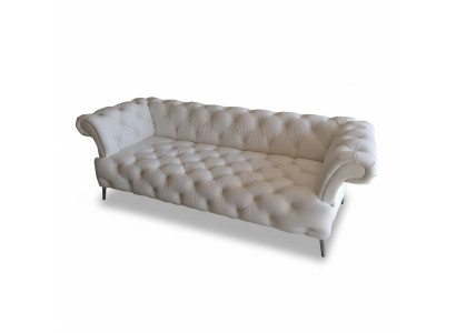 Sofá Chesterfield de 3 plazas de lujo de cuero artificial blanco Sofás de cuero.
