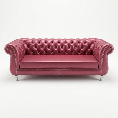 Sofá Chesterfield 4 plazas sofá de lujo sofá de cuero para sala de estar.