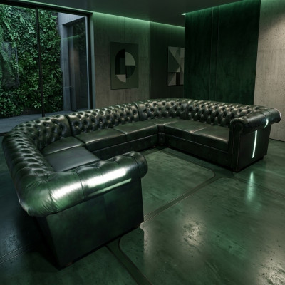 Sofá de esquina Chesterfield en forma de U, sofá de cuero, sofás de esquina, sofá de cuero moderno nuevo.