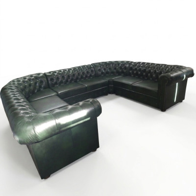 Sofá de esquina Chesterfield en forma de U, sofá de cuero, sofás de esquina, sofá de cuero moderno nuevo.