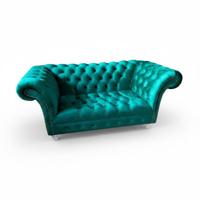 Sofá Chesterfield de lujo de 2 plazas en tela azul Sofás verdes