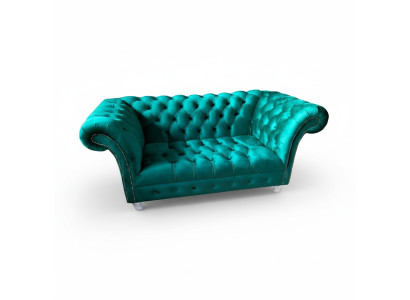 Sofá Chesterfield de lujo de 2 plazas en tela azul Sofás verdes