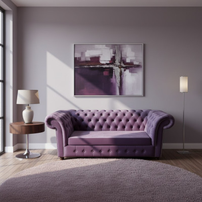 Sofá Chesterfield de tres plazas Sofás Sofá Tapizado Tela Morado Sofás de Terciopelo