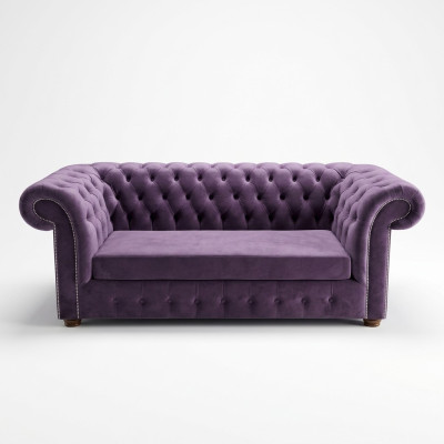 Sofá Chesterfield de tres plazas Sofás Sofá Tapizado Tela Morado Sofás de Terciopelo