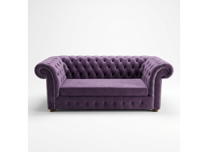 Sofá Chesterfield de tres plazas Sofás Sofá Tapizado Tela Morado Sofás de Terciopelo