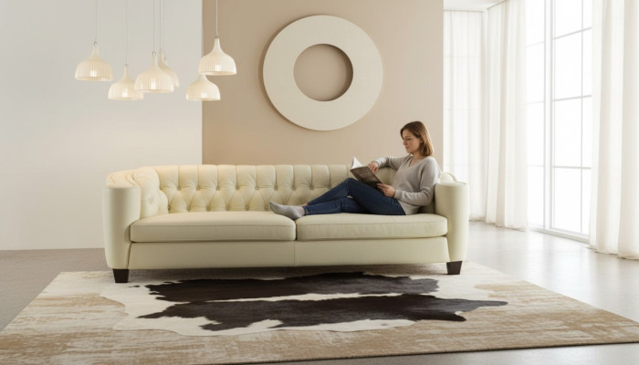 Sofá Chesterfield de lujo 4 plazas de cuero sintético blanco sofá moderno