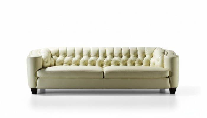 Sofá Chesterfield de lujo 4 plazas de cuero sintético blanco sofá moderno