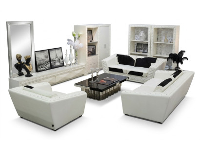 Sofá Chesterfield de 3 plazas + 2 plazas + 1 plaza, sofá sillón de cuero con piel de pony.