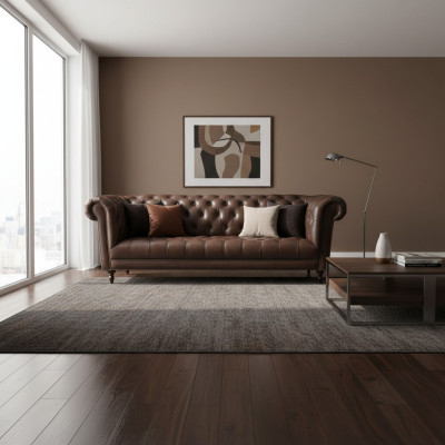 Sofá de 4 plazas Chesterfield, lujo de 245 cm, sofá de cuero.