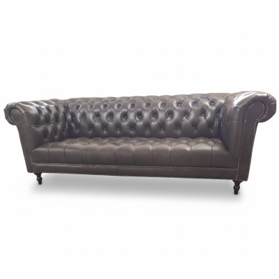 Sofá de 4 plazas Chesterfield, lujo de 245 cm, sofá de cuero.