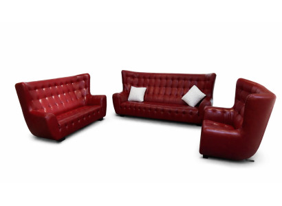 Conjunto de sofás Chesterfield, sillón, conjunto de sofá de 3 piezas, sofá de cuero rojo, moderno.