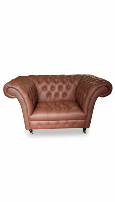 Lujo Chesterfield Sillón Cuero Asiento Salón Sillón Marrón Moderno