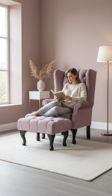 Chesterfield sillón orejero taburete de terciopelo rosa asiento salón relajante salón club.