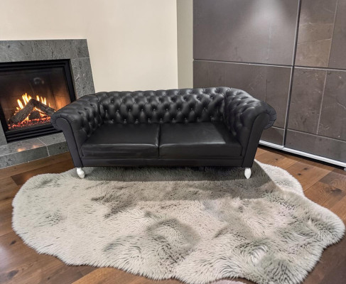 Sofá Chesterfield de 3 plazas, sofá de cuero negro sofa sofá sofas