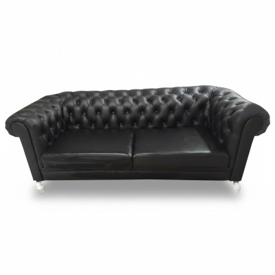 Sofá Chesterfield de 3 plazas, sofá de cuero negro sofa sofá sofas