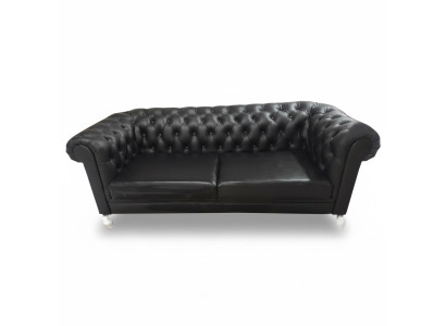 Sofá Chesterfield de 3 plazas, sofá de cuero negro sofa sofá sofas