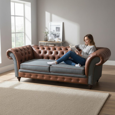 Sofá de 3 plazas diseño Chesterfield sillones tres plazas sofás