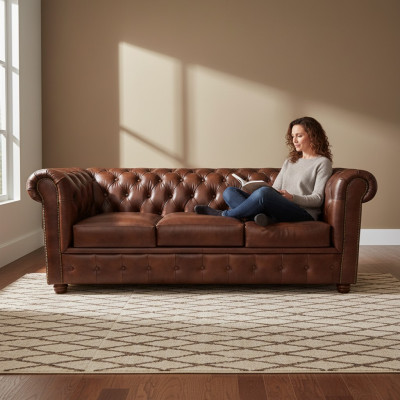 Sofá Chesterfield de lujo de 3 plazas Lounge Sofás Couch 230 cm Tela
