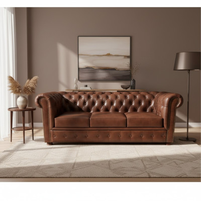 Sofá Chesterfield de lujo de 3 plazas Lounge Sofás Couch 230 cm Tela