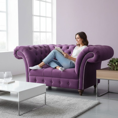 Chesterfield silla sofá 1 plaza Textil Silla de tela Asiento Muebles de salón