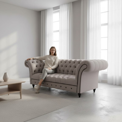 Sofá Chesterfield de tres plazas Sofás tapizados en tela Sofás modernos
