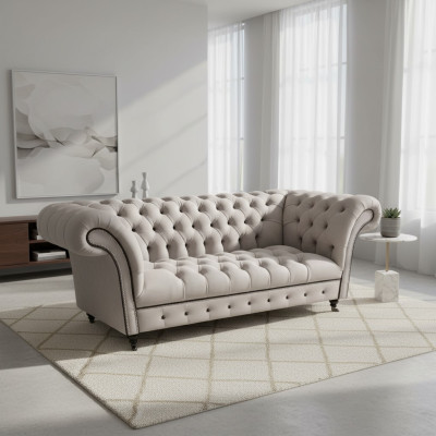 Sofá Chesterfield de tres plazas Sofás tapizados en tela Sofás modernos