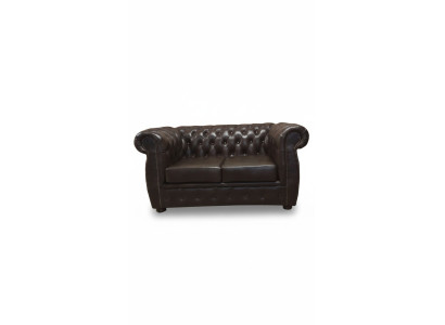 Sofá Chesterfield 2 plazas Lujo Sofá de dos plazas Marrón Muebles Sofás