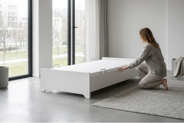 Cama blanca dormitorio infantil habitación de madera cama de madera 100x200cm.