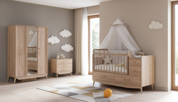 Infantil Dormitorio Set de habitación Bebé Cama Armario Cómoda 3 piezas.