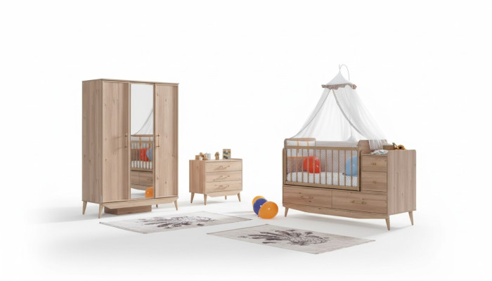 Infantil Dormitorio Set de habitación Bebé Cama Armario Cómoda 3 piezas.