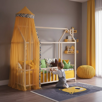 Cama baja, cama con dosel, dormitorio, camas con dosel, habitación infantil.