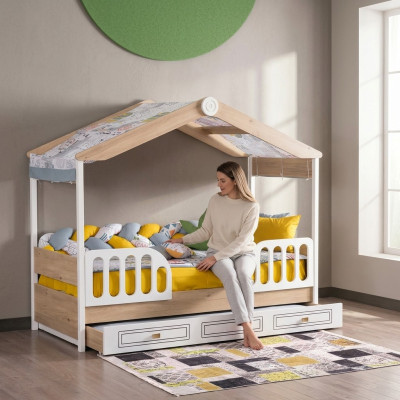 Camas infantiles de madera, muebles de dormitorio nuevos para jóvenes.