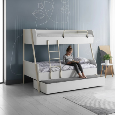Cama juvenil blanca Cama infantil Diseño Cama moderna Muebles de habitación infantil
