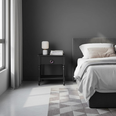 Mesita de noche moderna gris muebles de madera en el diseño del dormitorio consolas nocturnas.