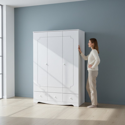 Armario Ropa Mueble Dormitorio Armarios Madera Blanco Loft Decoración.