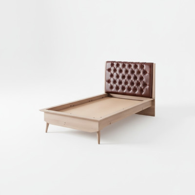 Cama loft de madera Chesterfield 100x200 cm Marco de cama Cabecero acolchado