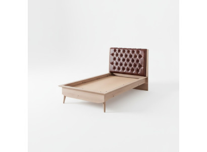 Cama loft de madera Chesterfield 100x200 cm Marco de cama Cabecero acolchado