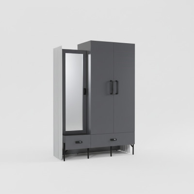 Armario Gris Vestuario Armarios Dormitorio Madera Muebles Mobiliario 134cm