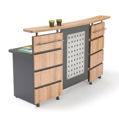 Recepción moderna con cómoda de madera gris muebles de oficina nuevos