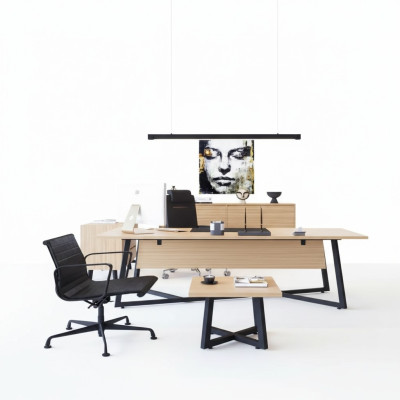 Set de oficina moderno, escritorio, mesa de centro, armario de archivo, cómoda de 4 piezas.